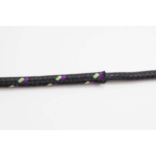 opletený kabel 1,5mm (černý kabel - černý/světle zelený a fialový oplet)