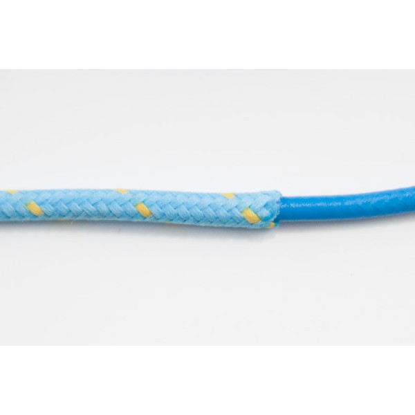 opletený kabel 1,5mm (světle modrý kabel - světle modrý/žlutý oplet)
