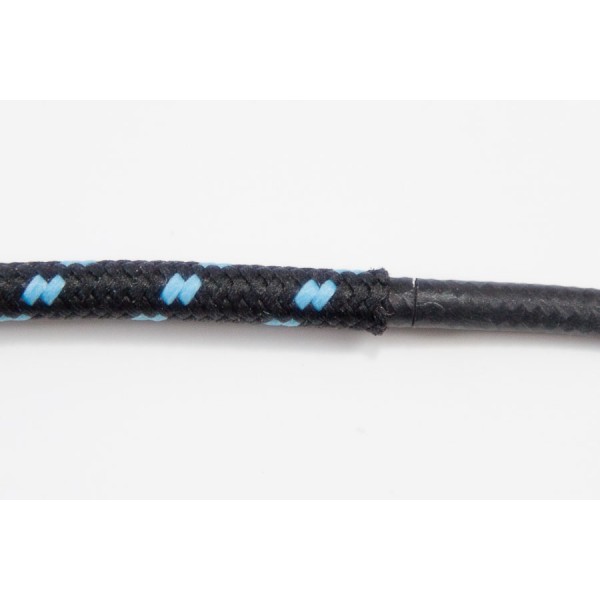 opletený kabel 2,5mm (černý kabel - černý/světle modrý oplet)