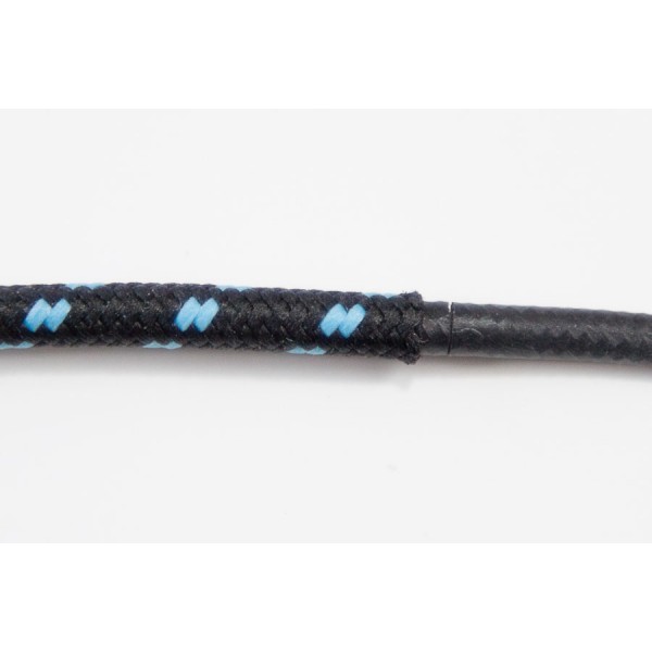 opletený kabel 2,5mm (černý kabel - černý/světle modrý oplet)