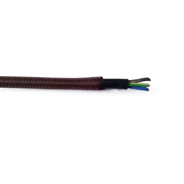 opletený kabel 3x1,5mm (černý kabel - hnědý oplet)
