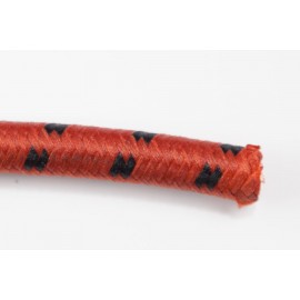 opletený zapalovací kabel (červený kabel - světle hnědý/černý oplet)